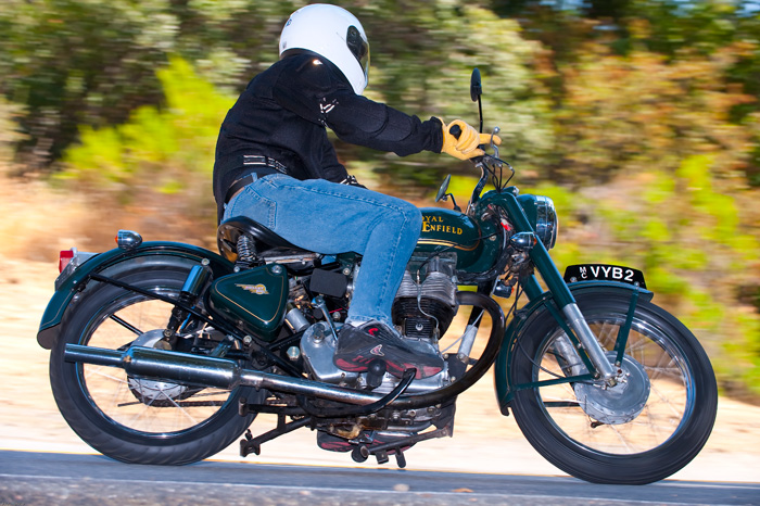 Royal Enfield Bullet 500 Motorcycle On Mulholland Right Side